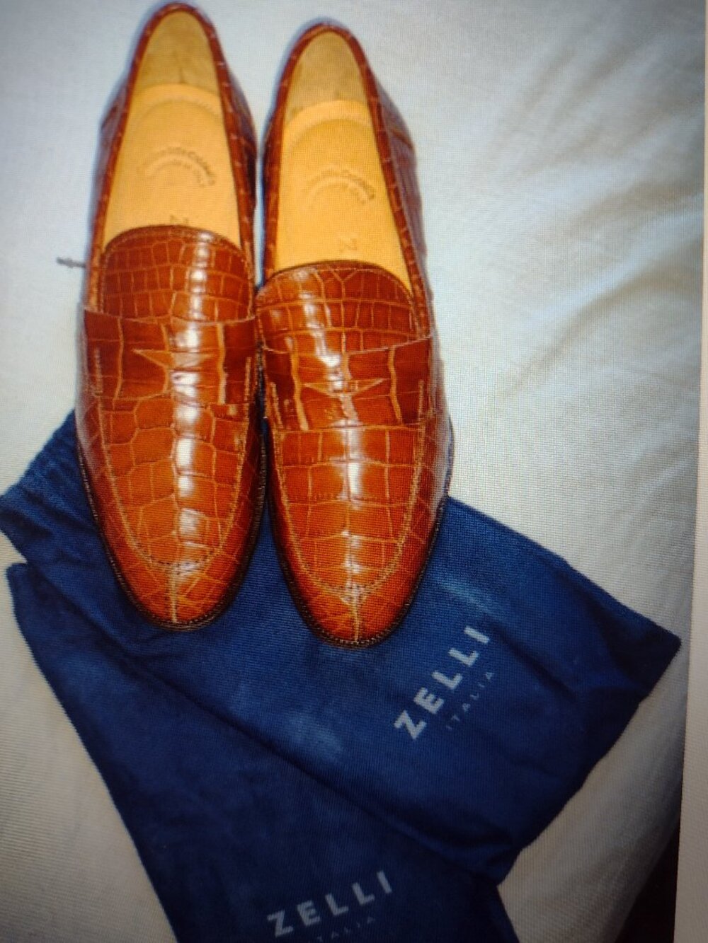 ZELLI- "Roma-Nile"Crocodile Loafers/Cognac-Size 11